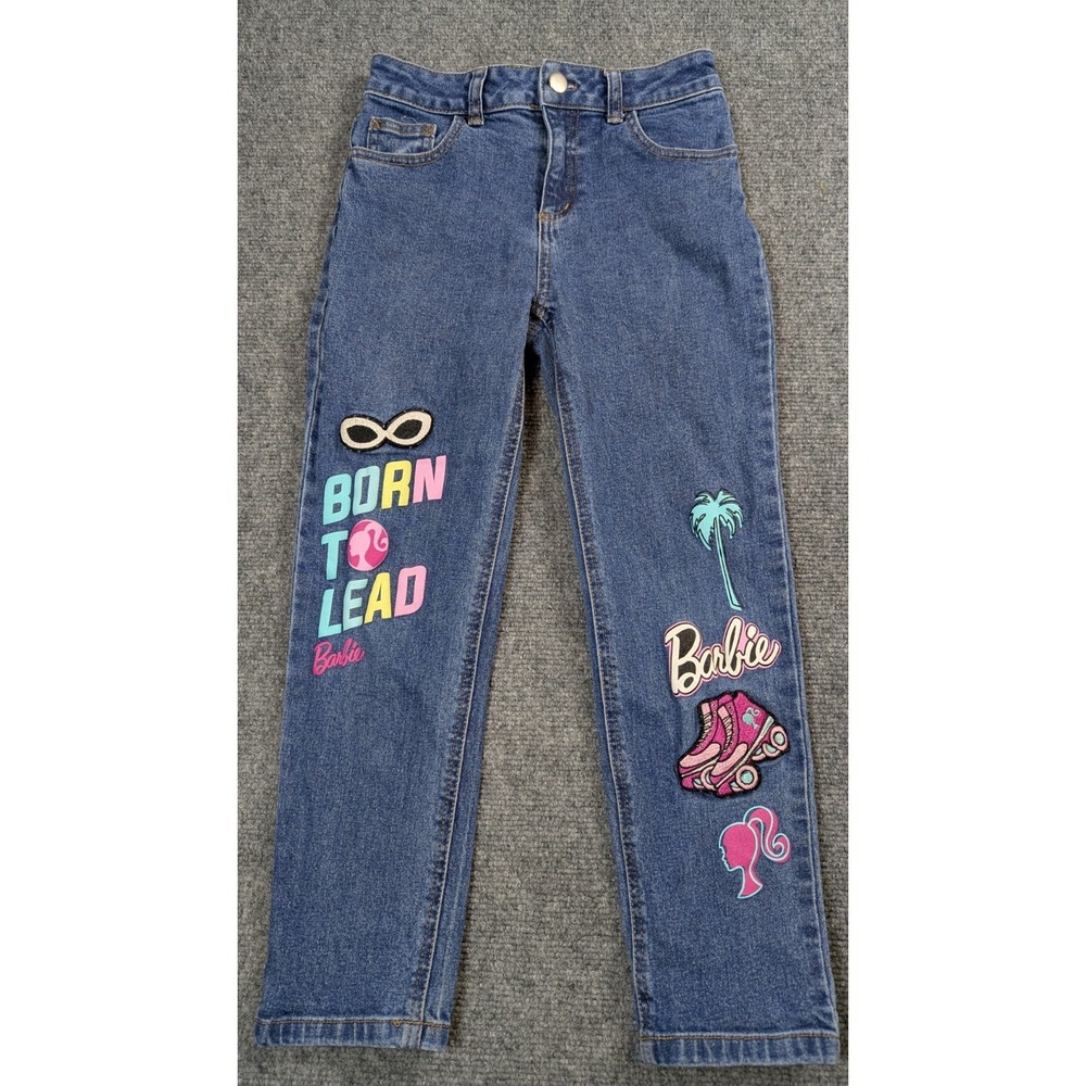 Barbie Girls Jeans Size 8 Blue Denim Born‎ To Lead Roller Skate Graphic Pants